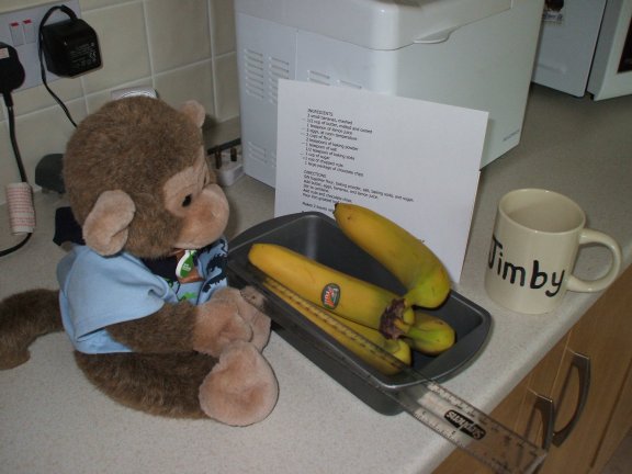 Jimby checks the bananas