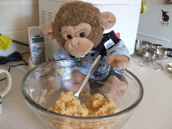 Jimby mixes in the egg and butter