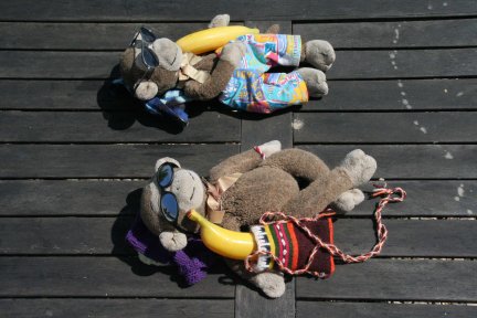 Here's a pic of us enjoying one of those rare sunny days in summer of 2009 in our back garden in Talaton, Devon, UK.