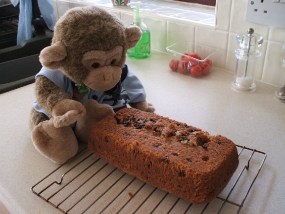 Jimby inspects the bread