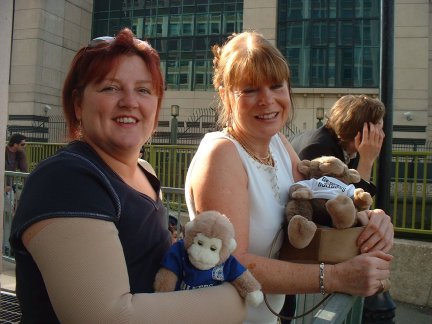 Jimby and Drowsy meet ladies from Macmillan meeting