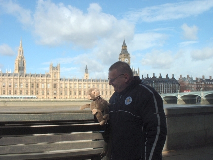 Jimby the monkey oposite Big Ben